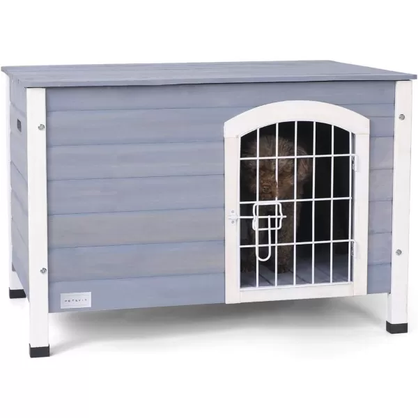 Petsfit Dog House Outdoor 49 Large Dog House with ExtraLarge Porch Cabin Style Big Dog House with PVCAsphalt Roof Dog Houses for Large Dogs Outside OffWhite315L215W21H