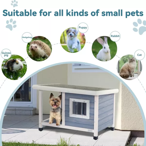 Petsfit Dog House Outdoor 49 Large Dog House with ExtraLarge Porch Cabin Style Big Dog House with PVCAsphalt Roof Dog Houses for Large Dogs Outside OffWhite336 L x 247 W x 23 H