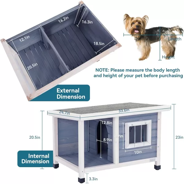 Petsfit Dog House Outdoor 49 Large Dog House with ExtraLarge Porch Cabin Style Big Dog House with PVCAsphalt Roof Dog Houses for Large Dogs Outside OffWhite336 L x 247 W x 23 H