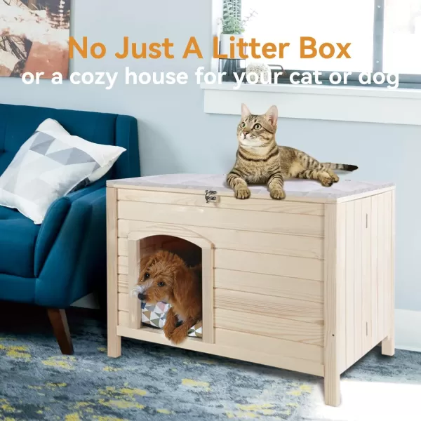 Petsfit Folding Litter Box Enclosure No Tools Required for Assembly Cat Litter Box Furniture Hidden Fit Most of Litter Box Dog House Cat House 30quot L21quot W245quot HBurlywood