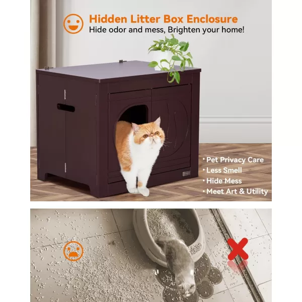 Petsfit Folding Litter Box Enclosure No Tools Required for Assembly Cat Litter Box Furniture Hidden Fit Most of Litter Box Dog House Cat House 30quot L21quot W245quot HBrown