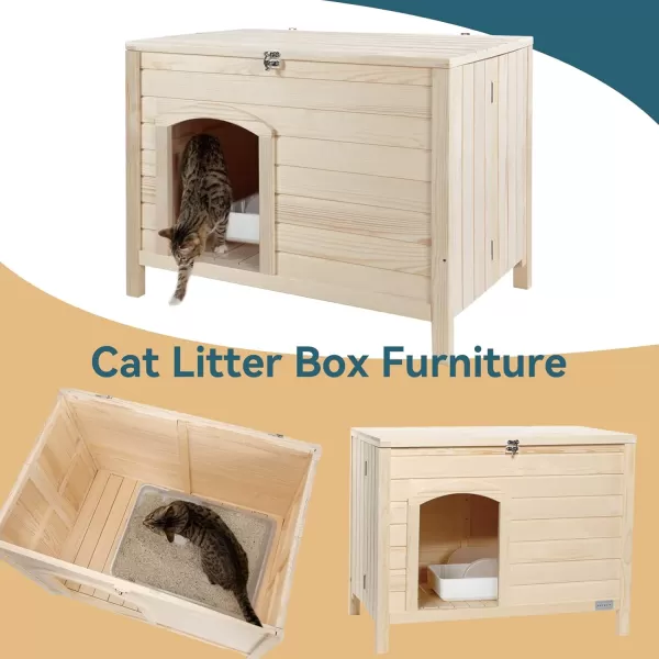 Petsfit Folding Litter Box Enclosure No Tools Required for Assembly Cat Litter Box Furniture Hidden Fit Most of Litter Box Dog House Cat House 30quot L21quot W245quot HBurlywood