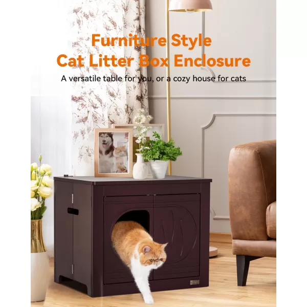 Petsfit Folding Litter Box Enclosure No Tools Required for Assembly Cat Litter Box Furniture Hidden Fit Most of Litter Box Dog House Cat House 30quot L21quot W245quot HBrown