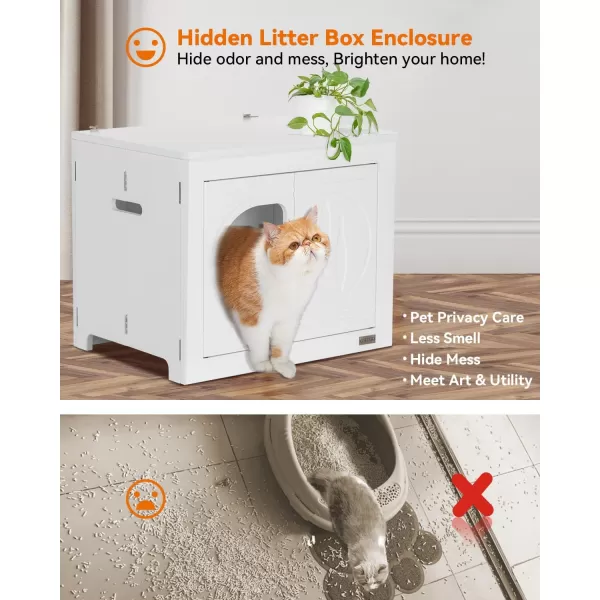 Petsfit Folding Litter Box Enclosure No Tools Required for Assembly Cat Litter Box Furniture Hidden Fit Most of Litter Box Dog House Cat House 30quot L21quot W245quot HALLWhite