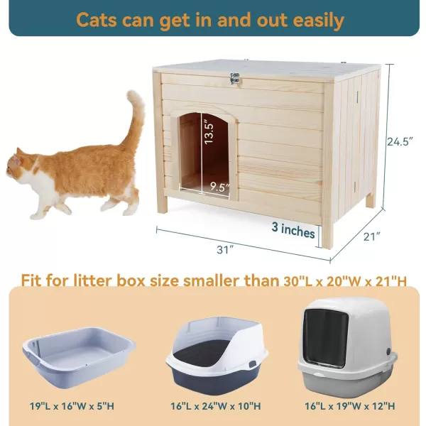 Petsfit Folding Litter Box Enclosure No Tools Required for Assembly Cat Litter Box Furniture Hidden Fit Most of Litter Box Dog House Cat House 30quot L21quot W245quot HBurlywood