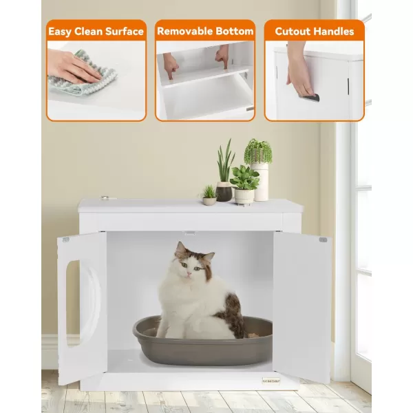 Petsfit Folding Litter Box Enclosure No Tools Required for Assembly Cat Litter Box Furniture Hidden Fit Most of Litter Box Dog House Cat House 30quot L21quot W245quot HWhite