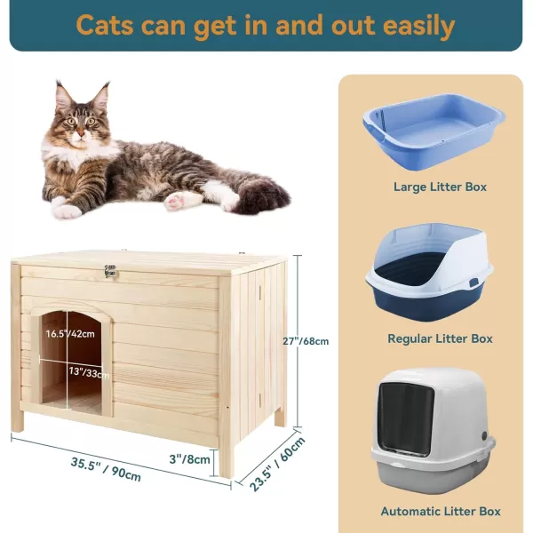 Petsfit Folding Litter Box Enclosure No Tools Required for Assembly Cat Litter Box Furniture Hidden Fit Most of Litter Box Dog House Cat House 30quot L21quot W245quot HBurlywood