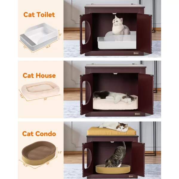 Petsfit Folding Litter Box Enclosure No Tools Required for Assembly Cat Litter Box Furniture Hidden Fit Most of Litter Box Dog House Cat House 30quot L21quot W245quot HBrown