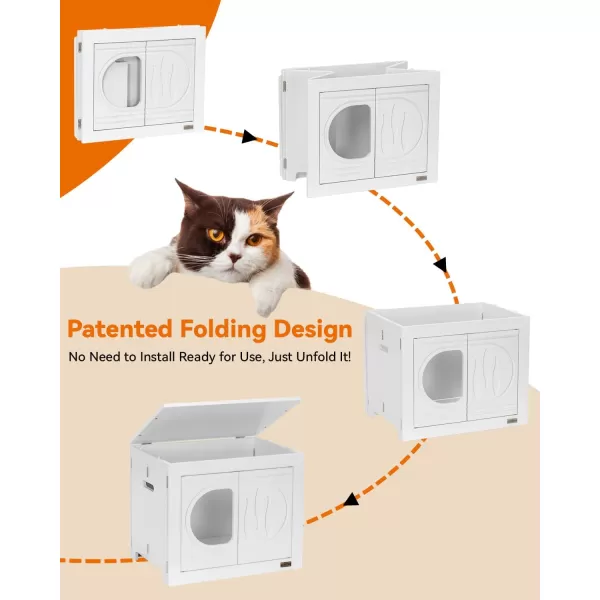 Petsfit Folding Litter Box Enclosure No Tools Required for Assembly Cat Litter Box Furniture Hidden Fit Most of Litter Box Dog House Cat House 30quot L21quot W245quot HALLWhite