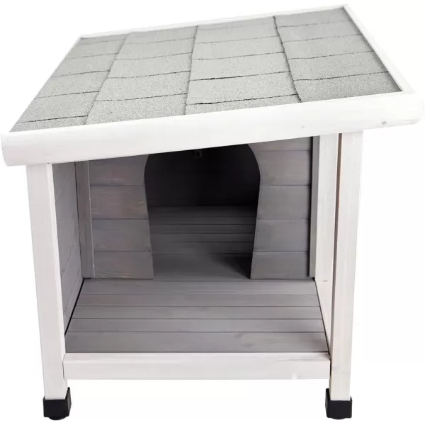 Petsfit Outdoor Wooden Dog House for Small Dogs Light Grey Small336quot L x 247quot W x 23quot HA336Grey