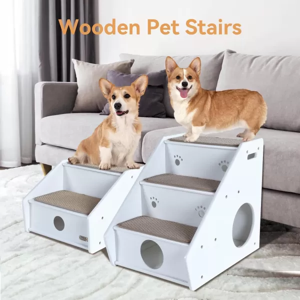 Petsfit Wooden 3 Step Pet StairsWhite3 Stairs