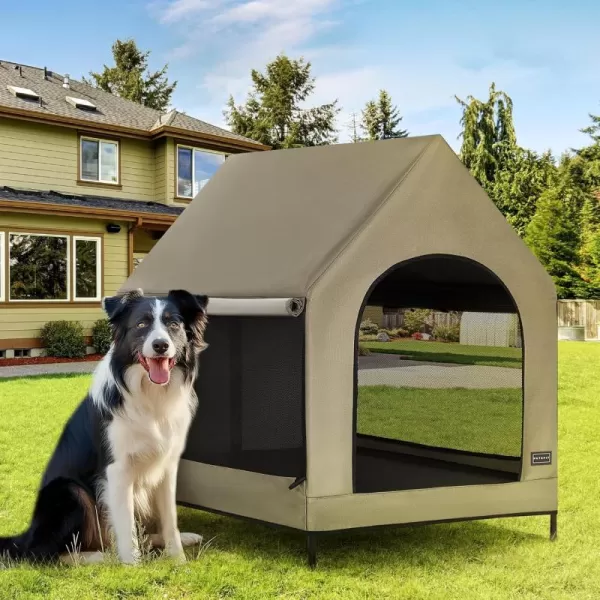 Petsfit 36 Inch Elevated Pet Dog House Portable Large Dog House with Removable Cover for Indoor and Outdoor Waterproof Raised Dog Houses for Large Dogs OutsideBlue36L x 252W x 353H InchesBrown