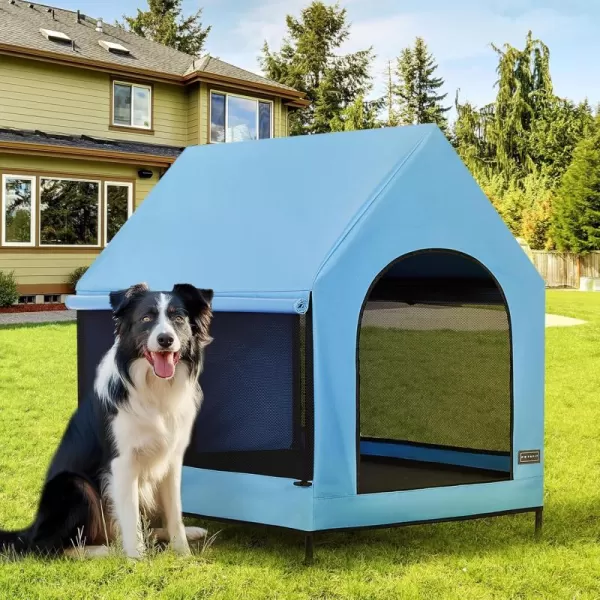 Petsfit 36 Inch Elevated Pet Dog House Portable Large Dog House with Removable Cover for Indoor and Outdoor Waterproof Raised Dog Houses for Large Dogs OutsideBlue36L x 252W x 353H InchesBlue