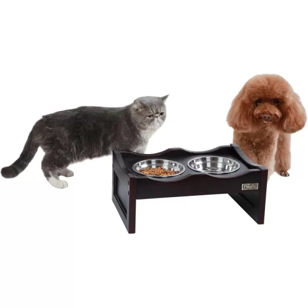 Petsfit Dog Feeding Station with 2 Stainless Steel Bowls for Small DogEspresso