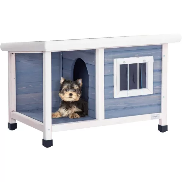 Petsfit Dog House Outdoor 49 Large Dog House with ExtraLarge Porch Cabin Style Big Dog House with PVCAsphalt Roof Dog Houses for Large Dogs Outside OffWhite336 L x 247 W x 23 H