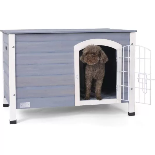 Petsfit Dog House Outdoor 49 Large Dog House with ExtraLarge Porch Cabin Style Big Dog House with PVCAsphalt Roof Dog Houses for Large Dogs Outside OffWhite315L215W21H