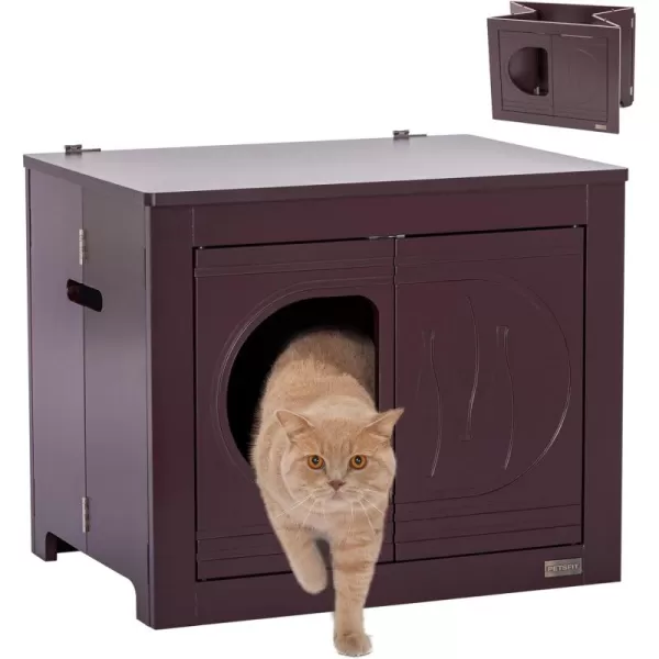 Petsfit Folding Litter Box Enclosure No Tools Required for Assembly Cat Litter Box Furniture Hidden Fit Most of Litter Box Dog House Cat House 30quot L21quot W245quot HBrown