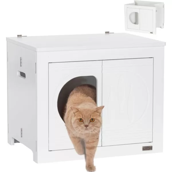 Petsfit Folding Litter Box Enclosure No Tools Required for Assembly Cat Litter Box Furniture Hidden Fit Most of Litter Box Dog House Cat House 30quot L21quot W245quot HWhite