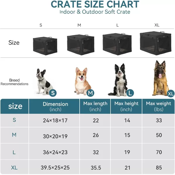 Petsfit Collapsible Dog Crate Adjustable Design 395inch Large Dog Kennel with Chew Proof Mesh Windows ampamp Thicken Mat Ideal for Indoor ampamp Outdoor Travel Light GreyBlack