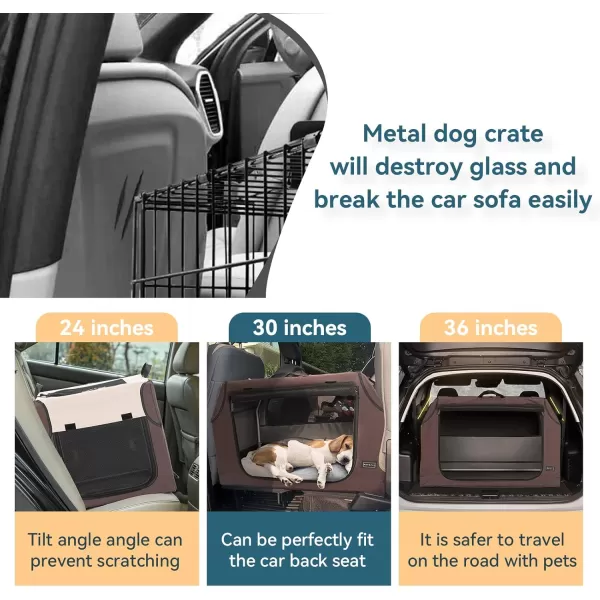 Petsfit Dog Car Crate Spiral Metal Tube for Adjusting Cloth Cover 3 Door Design Pet Cage Portable Dog Kennel Indoor26 InchYellow GreenBrown