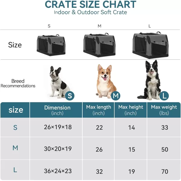 Petsfit Dog Car Crate Spiral Metal Tube for Adjusting Cloth Cover 3 Door Design Pet Cage Portable Dog Kennel Indoor26 InchYellow GreenGrey