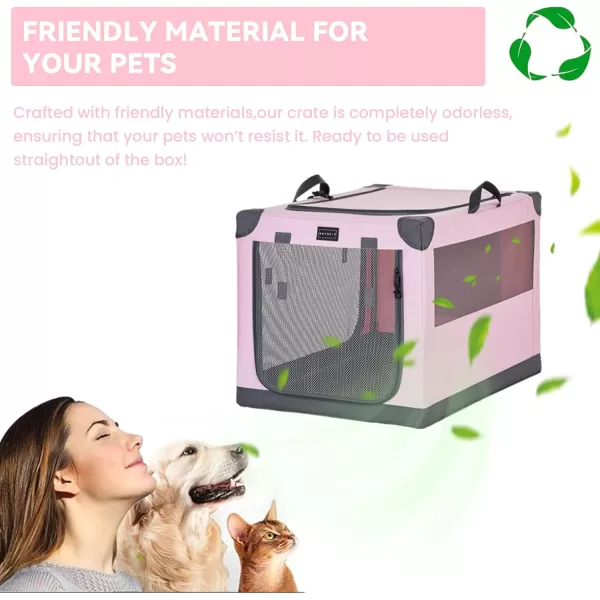 Petsfit Dog Crates for Medium Dogs 36quot L x 24quot W x 23quot H Adjustable Fabric Cover by Spiral Iron Pipe Strengthen Sewing Fabric Dog Crate 3 Door Design 36inchPink