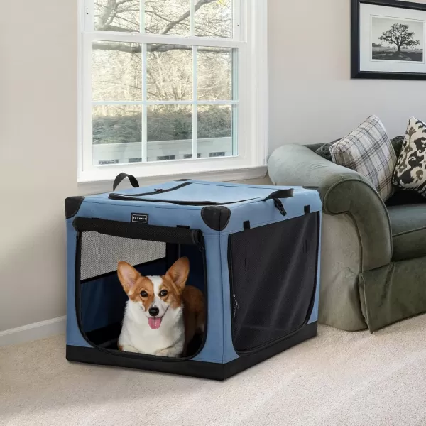 Petsfit Dog Crates for Medium Dogs 36quot L x 24quot W x 23quot H Adjustable Fabric Cover by Spiral Iron Pipe Strengthen Sewing Fabric Dog Crate 3 Door Design 36inchBlue