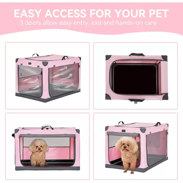 Petsfit Dog Crates for Medium Dogs 36quot L x 24quot W x 23quot H Adjustable Fabric Cover by Spiral Iron Pipe Strengthen Sewing Fabric Dog Crate 3 Door Design 36inchPink