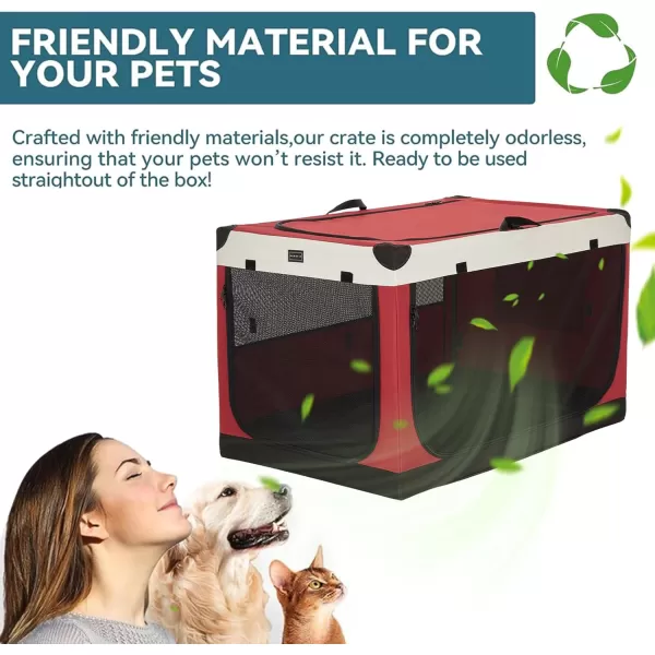 Petsfit Dog Crates for Medium Dogs 36quot L x 24quot W x 23quot H Adjustable Fabric Cover by Spiral Iron Pipe Strengthen Sewing Fabric Dog Crate 3 Door Design 36inchRed