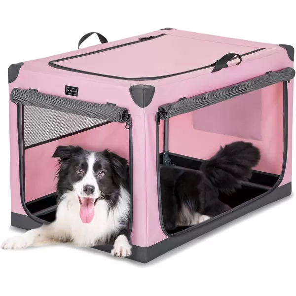 Petsfit Dog Crates for Medium Dogs 36quot L x 24quot W x 23quot H Adjustable Fabric Cover by Spiral Iron Pipe Strengthen Sewing Fabric Dog Crate 3 Door Design 36inchPink