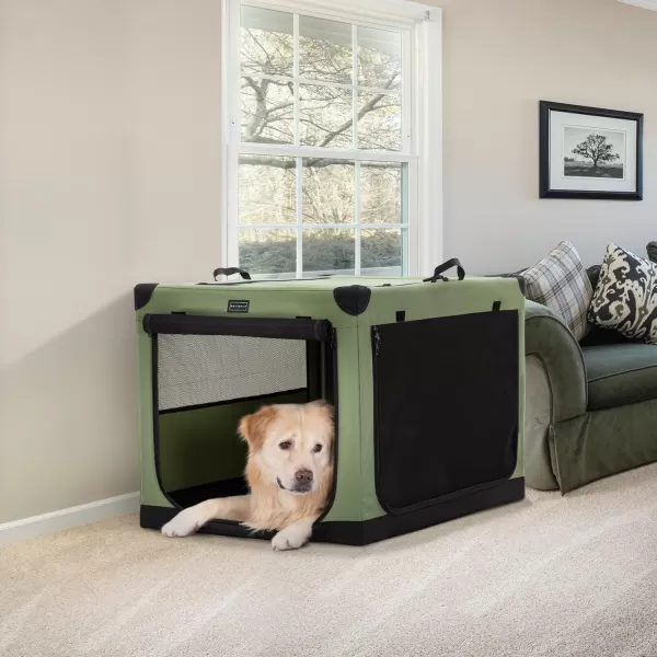 Petsfit Dog Crates for Medium Dogs 36quot L x 24quot W x 23quot H Adjustable Fabric Cover by Spiral Iron Pipe Strengthen Sewing Fabric Dog Crate 3 Door Design 36inchGreen