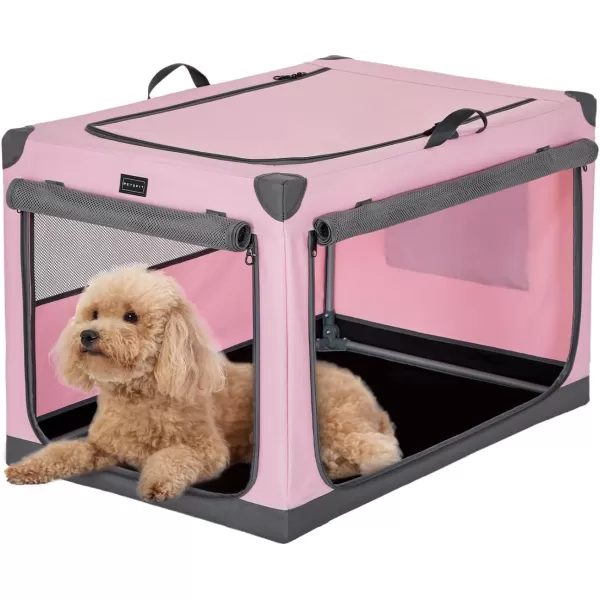 Petsfit Dog Crates for Medium Dogs 36quot L x 24quot W x 23quot H Adjustable Fabric Cover by Spiral Iron Pipe Strengthen Sewing Fabric Dog Crate 3 Door Design 36inchPink