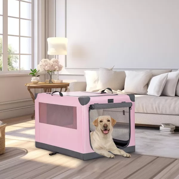 Petsfit Dog Crates for Medium Dogs 36quot L x 24quot W x 23quot H Adjustable Fabric Cover by Spiral Iron Pipe Strengthen Sewing Fabric Dog Crate 3 Door Design 36inchPink