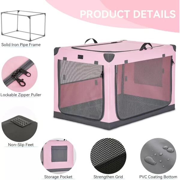 Petsfit Dog Crates for Medium Dogs 36quot L x 24quot W x 23quot H Adjustable Fabric Cover by Spiral Iron Pipe Strengthen Sewing Fabric Dog Crate 3 Door Design 36inchPink