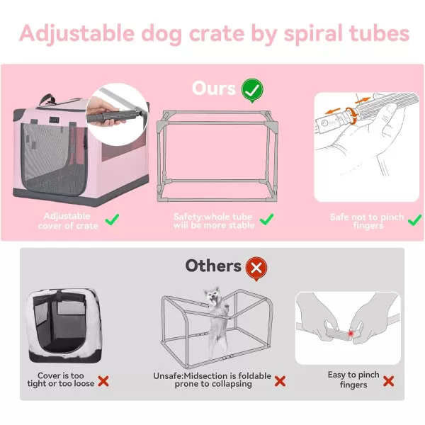 Petsfit Dog Crates for Medium Dogs 36quot L x 24quot W x 23quot H Adjustable Fabric Cover by Spiral Iron Pipe Strengthen Sewing Fabric Dog Crate 3 Door Design 36inchPink