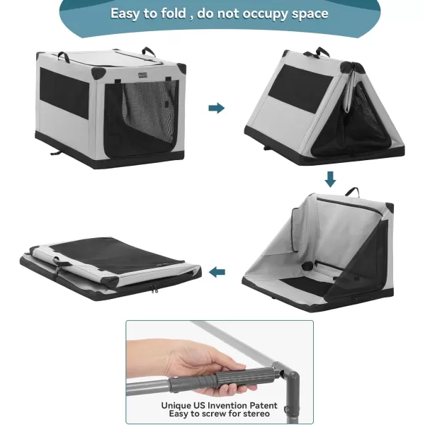 Petsfit Dog Crates for Medium Dogs 36quot L x 24quot W x 23quot H Adjustable Fabric Cover by Spiral Iron Pipe Strengthen Sewing Fabric Dog Crate 3 Door Design 36inchGray