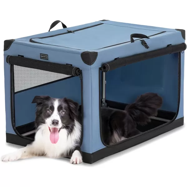 Petsfit Dog Crates for Medium Dogs 36quot L x 24quot W x 23quot H Adjustable Fabric Cover by Spiral Iron Pipe Strengthen Sewing Fabric Dog Crate 3 Door Design 36inchBlue