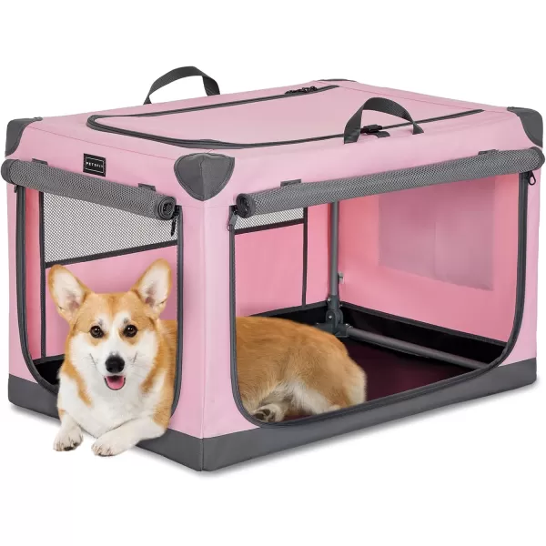 Petsfit Dog Crates for Medium Dogs 36quot L x 24quot W x 23quot H Adjustable Fabric Cover by Spiral Iron Pipe Strengthen Sewing Fabric Dog Crate 3 Door Design 36inchPink