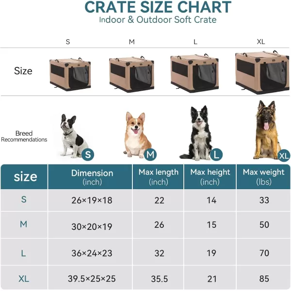 Petsfit Dog Crates for Medium Dogs 36quot L x 24quot W x 23quot H Adjustable Fabric Cover by Spiral Iron Pipe Strengthen Sewing Fabric Dog Crate 3 Door Design 36inchLight Khaki