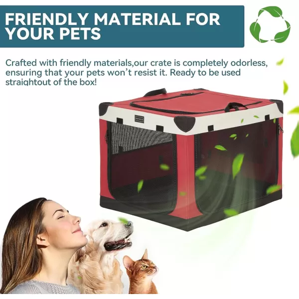 Petsfit Dog Crates for Medium Dogs 36quot L x 24quot W x 23quot H Adjustable Fabric Cover by Spiral Iron Pipe Strengthen Sewing Fabric Dog Crate 3 Door Design 36inchRed