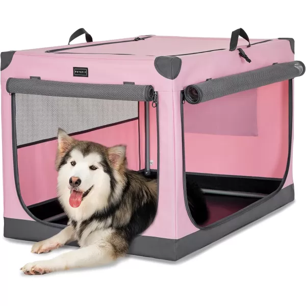 Petsfit Dog Crates for Medium Dogs 36quot L x 24quot W x 23quot H Adjustable Fabric Cover by Spiral Iron Pipe Strengthen Sewing Fabric Dog Crate 3 Door Design 36inchPink