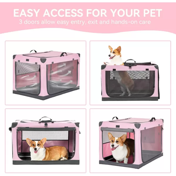 Petsfit Dog Crates for Medium Dogs 36quot L x 24quot W x 23quot H Adjustable Fabric Cover by Spiral Iron Pipe Strengthen Sewing Fabric Dog Crate 3 Door Design 36inchPink