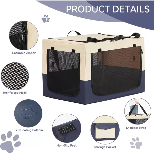 Petsfit Dog Crates for Medium Dogs 36quot L x 24quot W x 23quot H Adjustable Fabric Cover by Spiral Iron Pipe Strengthen Sewing Fabric Dog Crate 3 Door Design 36inchNavy Blue