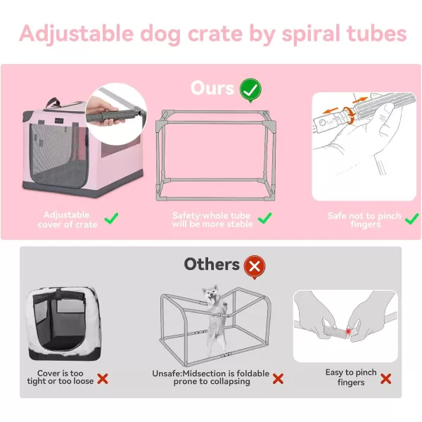 Petsfit Dog Crates for Medium Dogs 36quot L x 24quot W x 23quot H Adjustable Fabric Cover by Spiral Iron Pipe Strengthen Sewing Fabric Dog Crate 3 Door Design 36inchPink