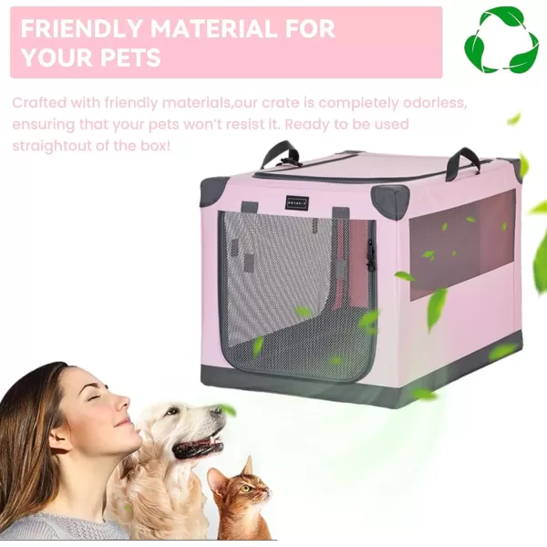 Petsfit Dog Crates for Medium Dogs 36quot L x 24quot W x 23quot H Adjustable Fabric Cover by Spiral Iron Pipe Strengthen Sewing Fabric Dog Crate 3 Door Design 36inchPink