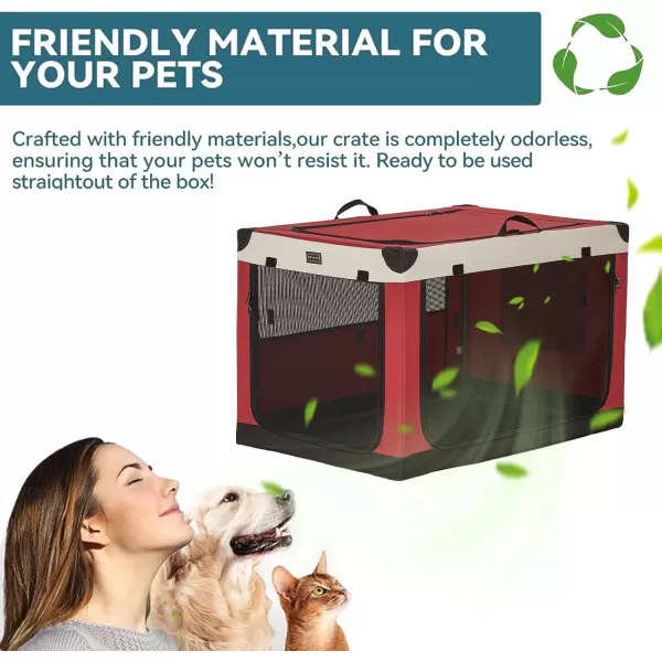 Petsfit Dog Crates for Medium Dogs 36quot L x 24quot W x 23quot H Adjustable Fabric Cover by Spiral Iron Pipe Strengthen Sewing Fabric Dog Crate 3 Door Design 36inchRed