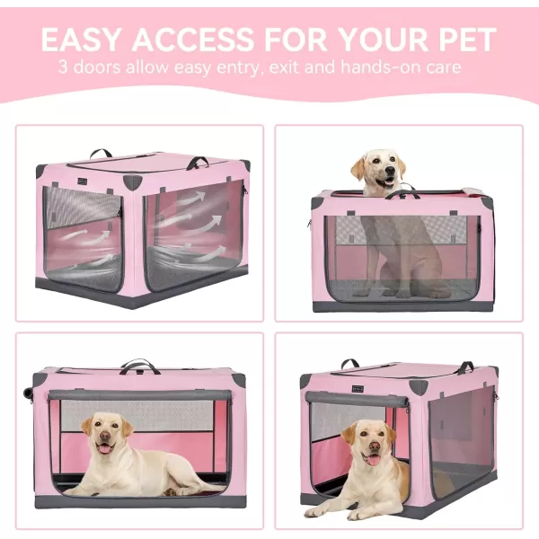 Petsfit Dog Crates for Medium Dogs 36quot L x 24quot W x 23quot H Adjustable Fabric Cover by Spiral Iron Pipe Strengthen Sewing Fabric Dog Crate 3 Door Design 36inchPink