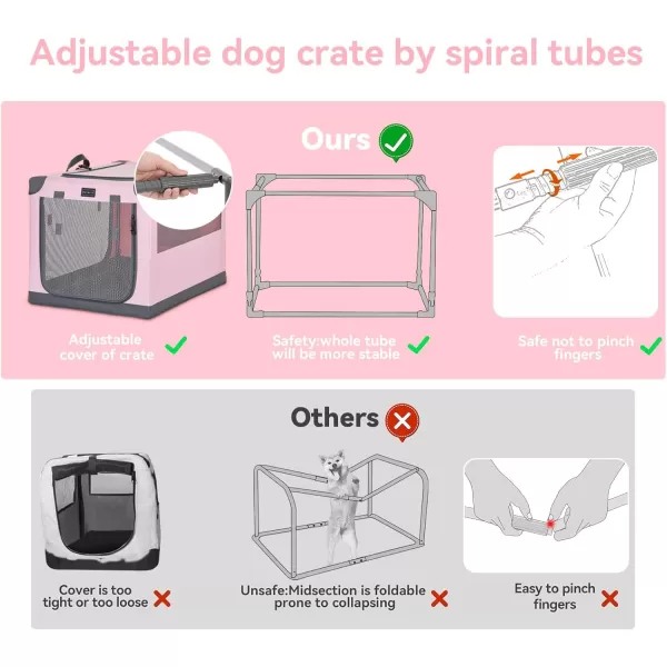 Petsfit Dog Crates for Medium Dogs 36quot L x 24quot W x 23quot H Adjustable Fabric Cover by Spiral Iron Pipe Strengthen Sewing Fabric Dog Crate 3 Door Design 36inchPink