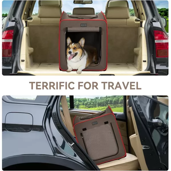 Petsfit Pop Up Collapsible Dog Crate for Small Medium Dogs Waterproof Cat Cage Soft Dog Kennel Carrier for TravelingBrown