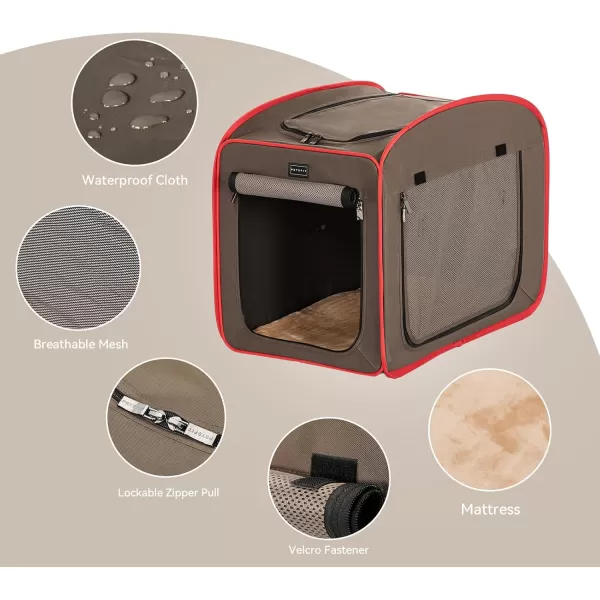 Petsfit Pop Up Collapsible Dog Crate for Small Medium Dogs Waterproof Cat Cage Soft Dog Kennel Carrier for TravelingBrown